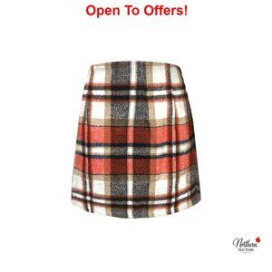 Plaid Mini Skirt High Elastic Waist Zipper Pencil Slim Fit Polyester